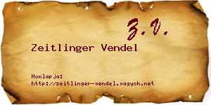 Zeitlinger Vendel névjegykártya
